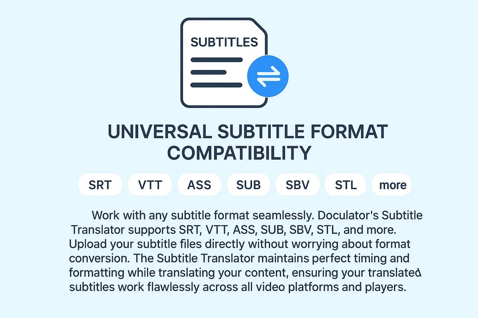 Multiple subtitle formats supported by Subtitle Translator